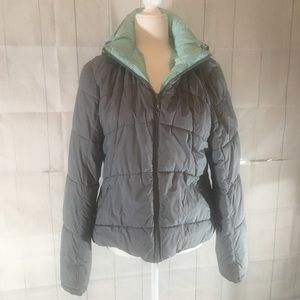 Champion, puffy jacket, sz med, gray and green